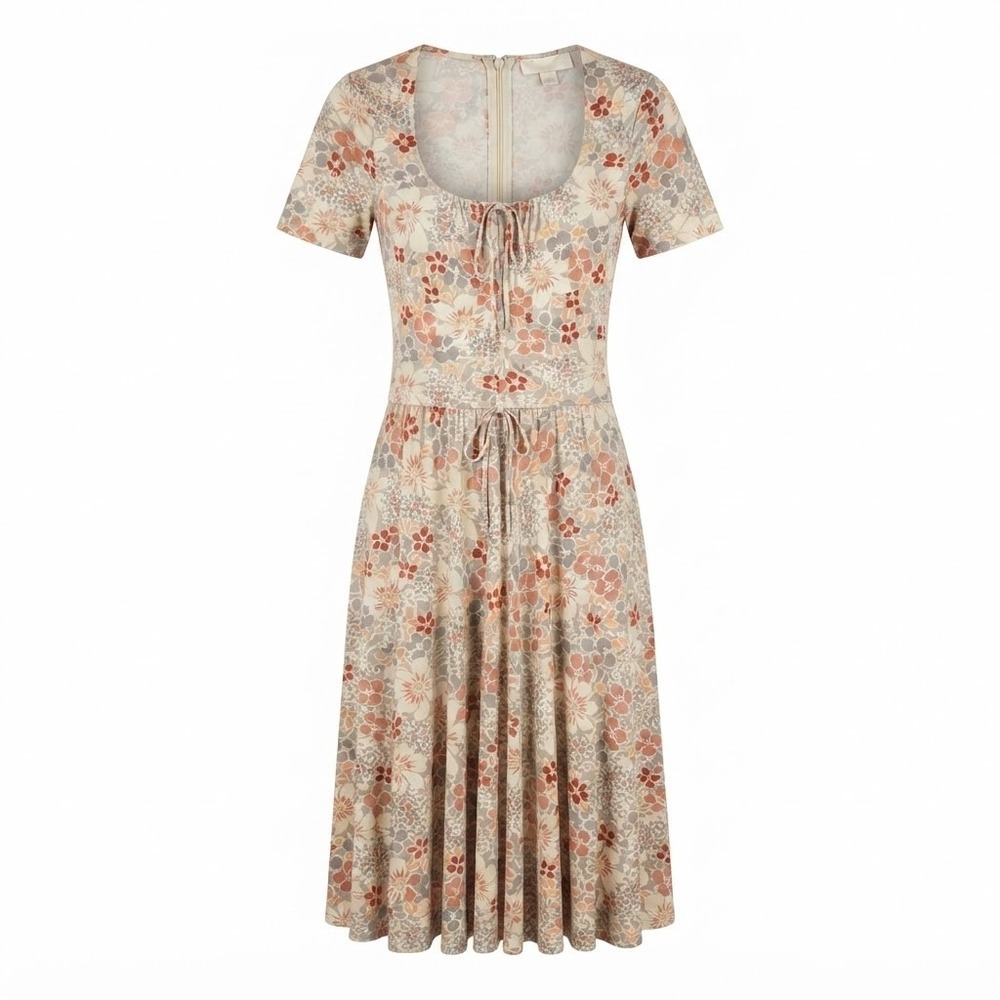 Vintage John Kloss Floral Midi Dress Short Sleeve Fit Flare Sz 10 70s - CJ